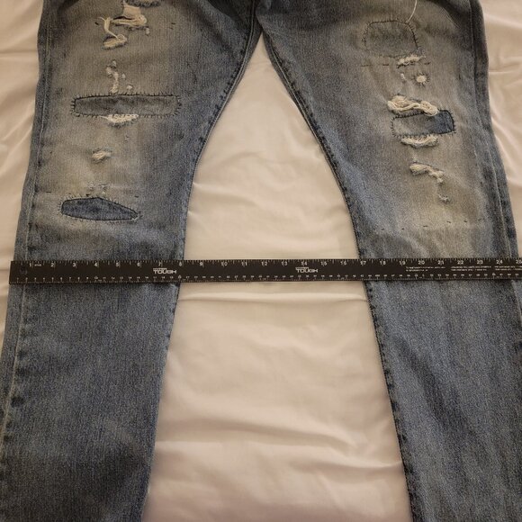 38 x 32 Polo Ralph Lauren Sullivan Slim Distressed Repaired Timeworn Rips Frays - Picture 12 of 16
